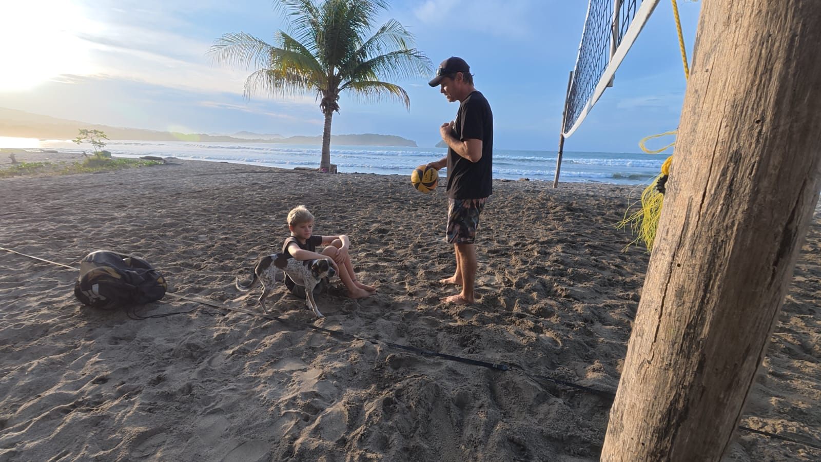 Early crew: a kid, a dog and a ball
